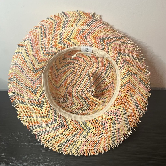 Echo NY Multicolour Paper Straw Brim Sun Hat Boho Chic Vacation Beach Hat NWT - Picture 8 of 12